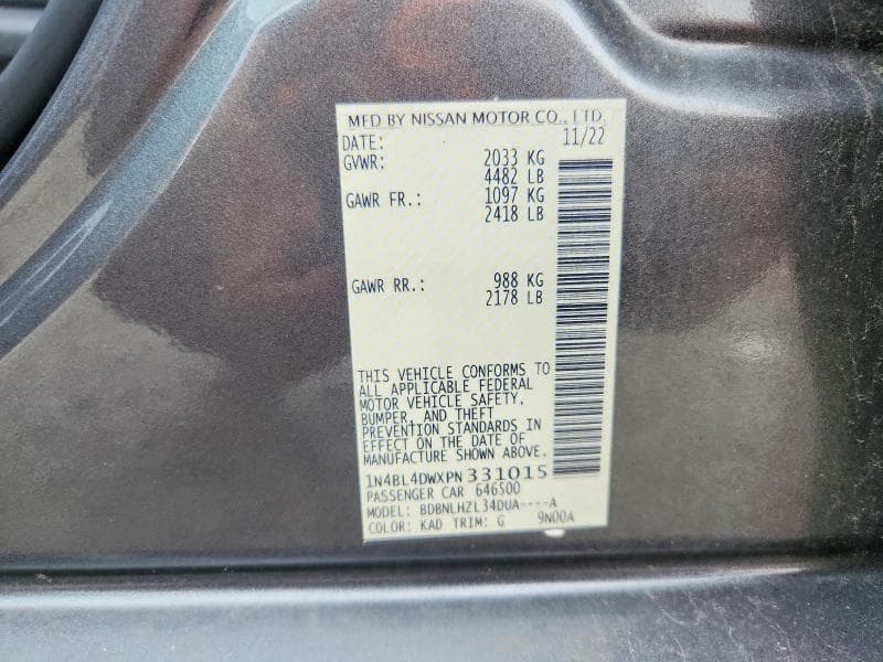2023 NISSAN ALTIMA SV 12