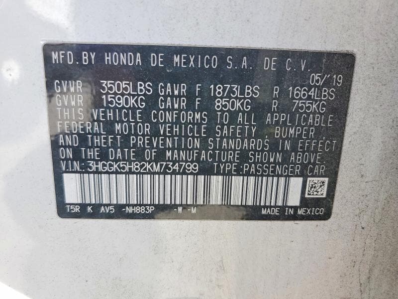 2019 HONDA FIT EX 14