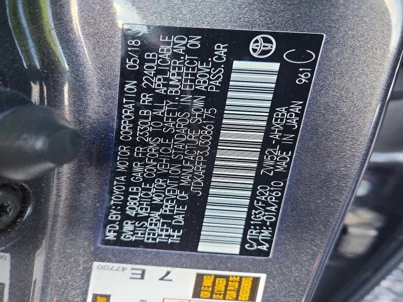 2018 TOYOTA PRIUS PRIME PLUS 13