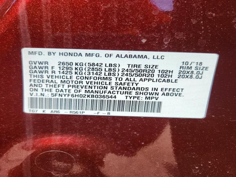 2019 HONDA PILOT ELITE 13