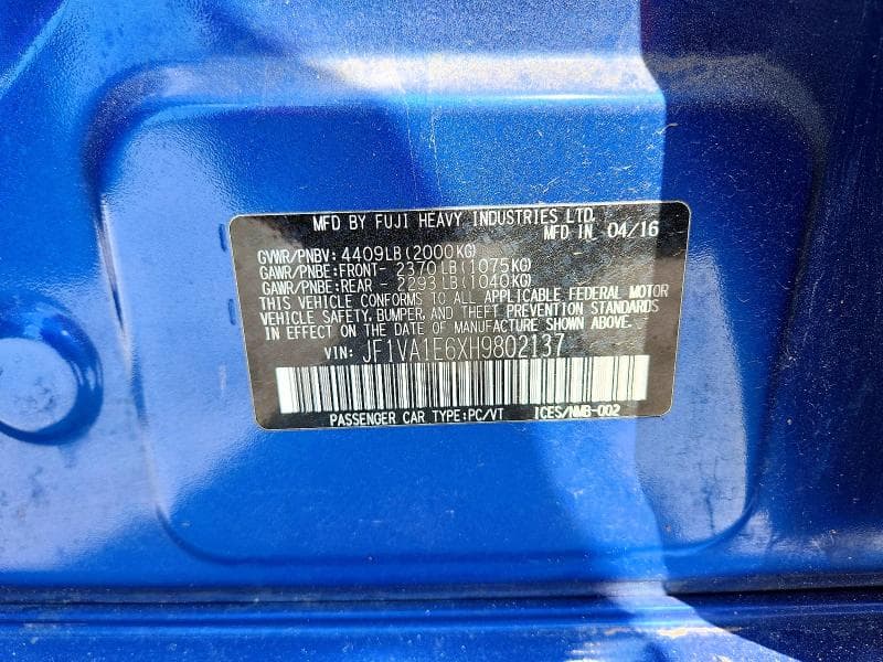 2017 SUBARU WRX PREMIUM 12