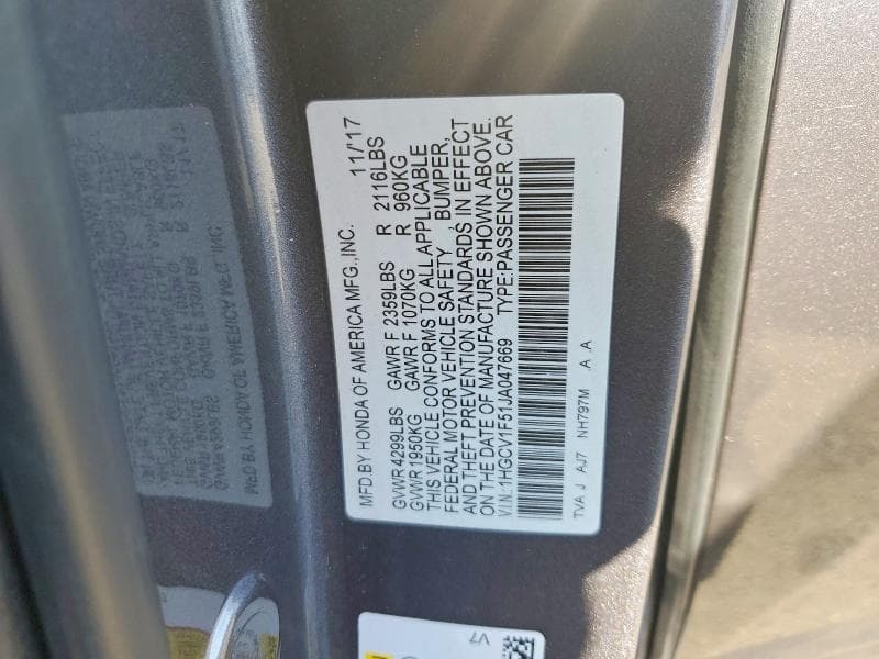 2018 HONDA ACCORD EXL 12