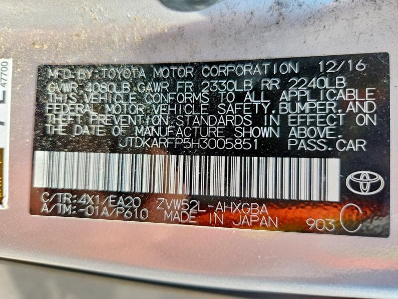 2017 TOYOTA PRIUS PRIME ADVANCED 12