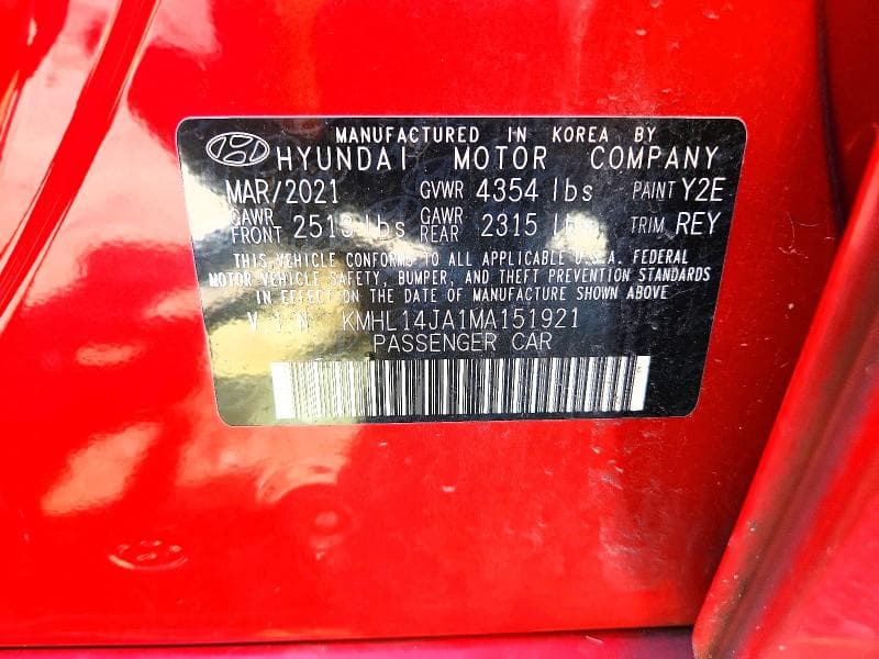 2021 HYUNDAI SONATA SEL 12