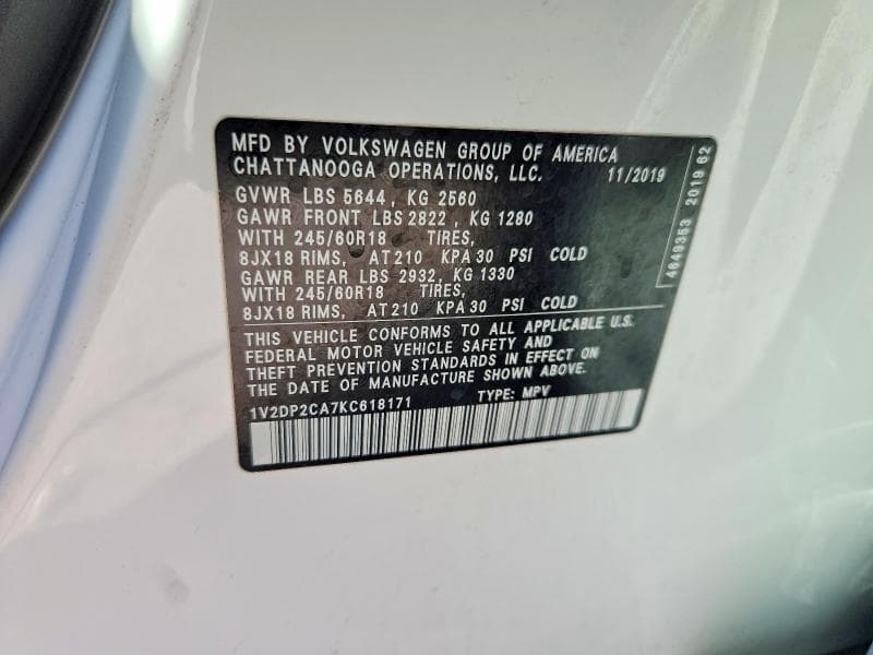 2019 VOLKSWAGEN ATLAS SE 14