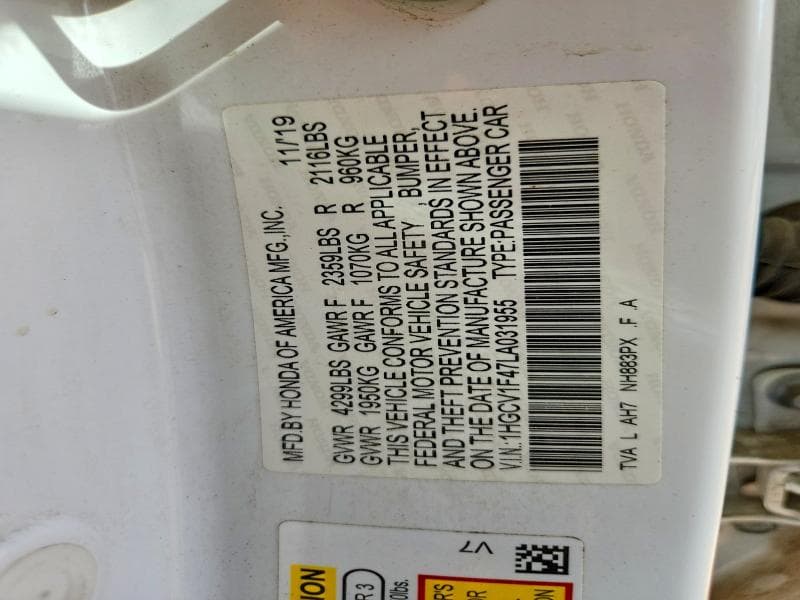 2020 HONDA ACCORD EX 12