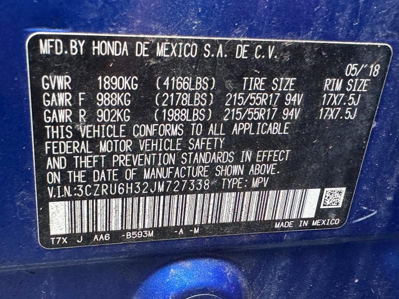 2018 HONDA HR-V LX 10