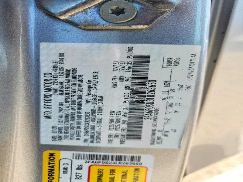 2020 FORD FUSION TITANIUM 13