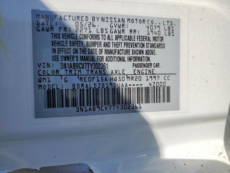 2026 NISSAN SENTRA SV 13