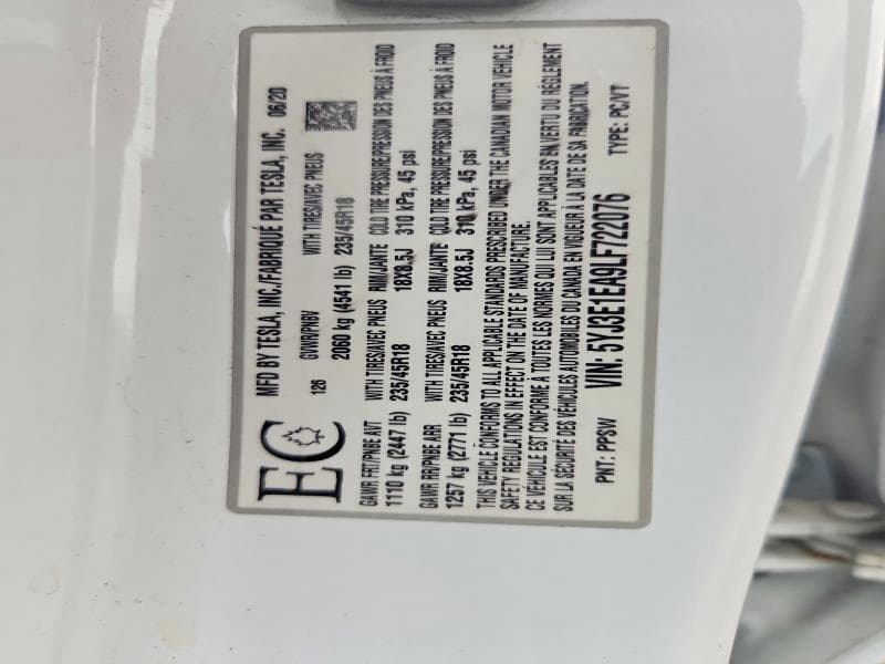 2020 TESLA MODEL 3 12