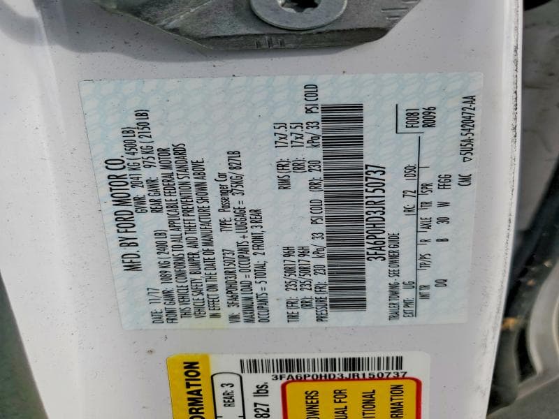 2018 FORD FUSION SE 12