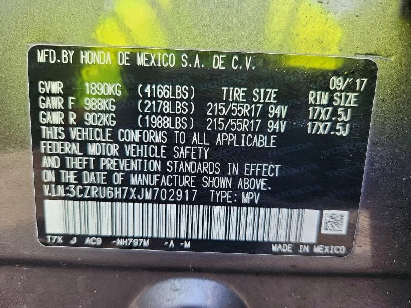 2018 HONDA HR-V EXL 14