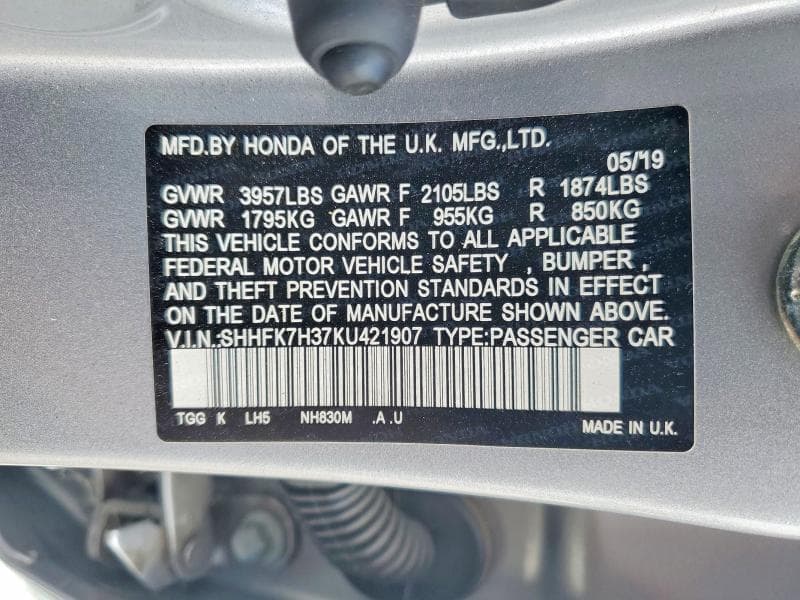 2019 HONDA CIVIC LX 12