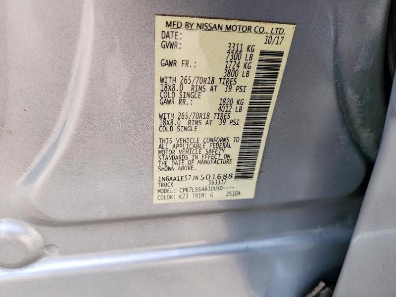 2018 NISSAN TITAN SV 12