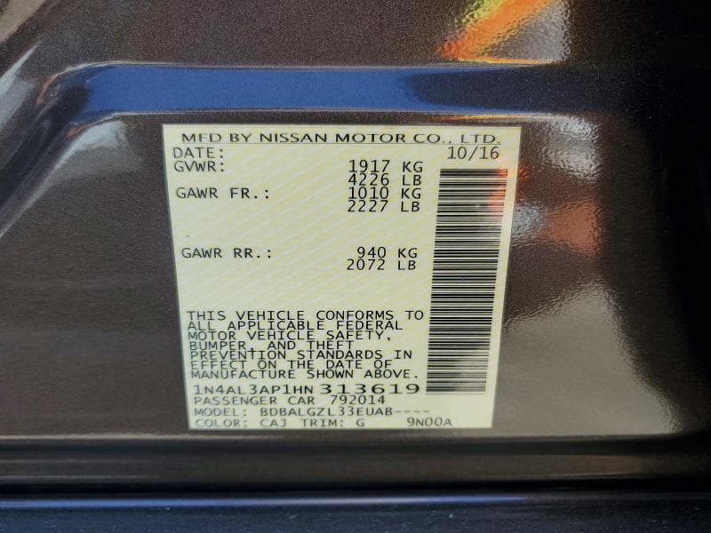 2017 NISSAN ALTIMA 2.5 S 12