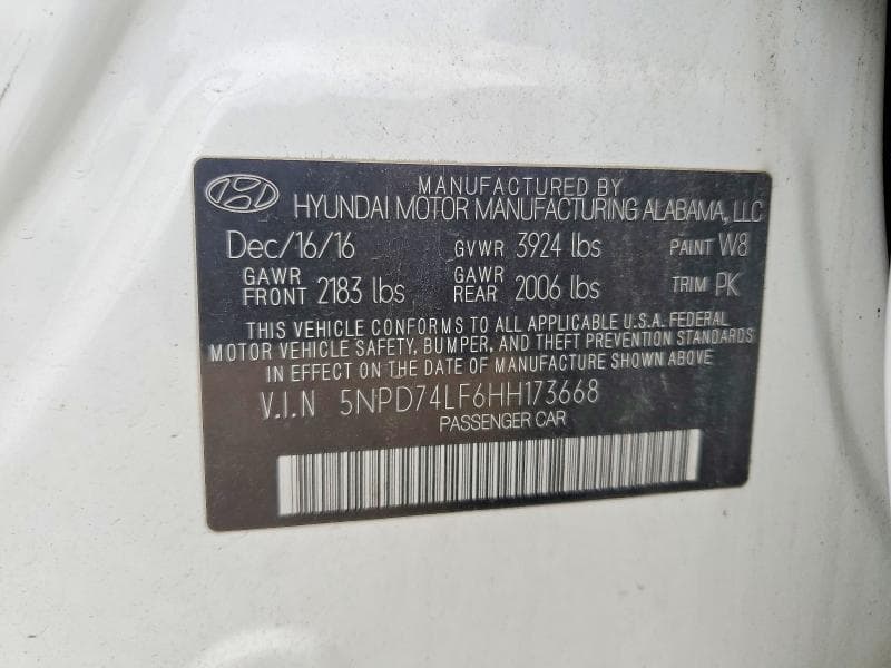 2017 HYUNDAI ELANTRA SE 12