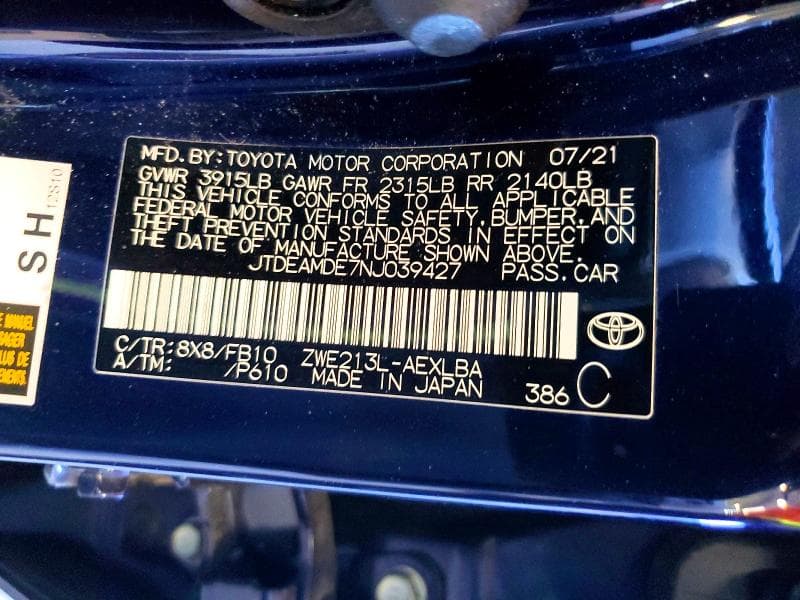 2022 TOYOTA COROLLA LE 13