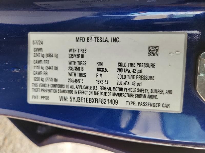 2024 TESLA MODEL 3 12