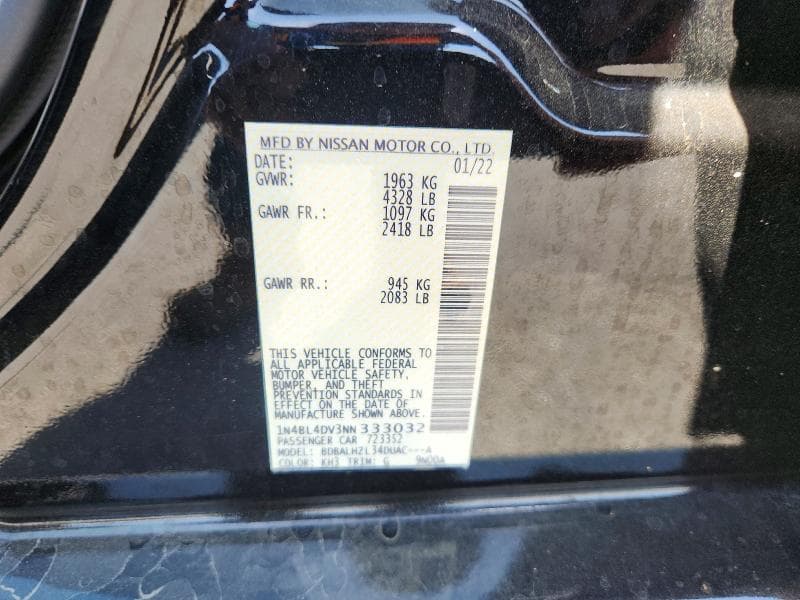 2022 NISSAN ALTIMA SV 12