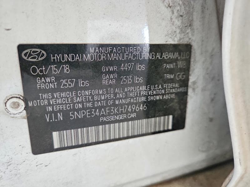 2019 HYUNDAI SONATA SEL 12
