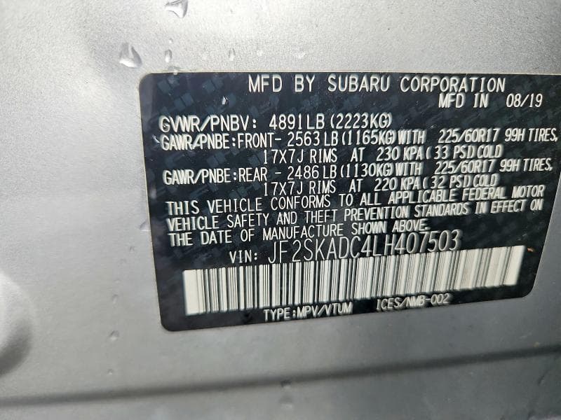 2020 SUBARU FORESTER 12