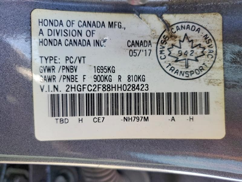 2017 HONDA CIVIC EX 12