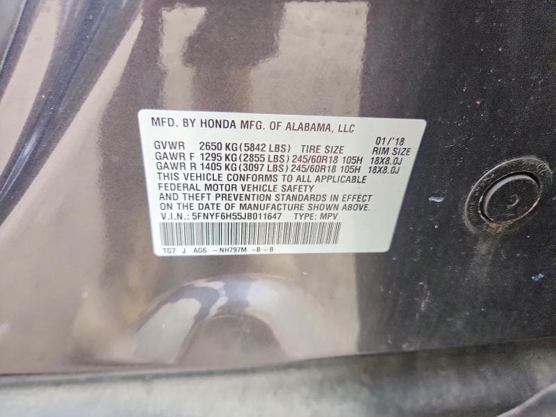 2018 HONDA PILOT 13
