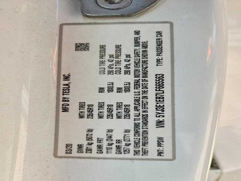 2020 TESLA MODEL 3 13