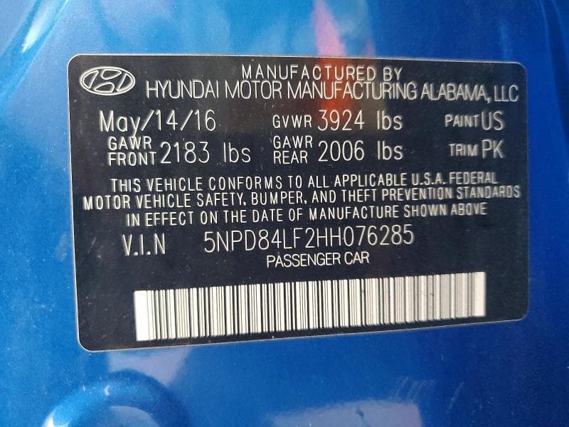 2017 HYUNDAI ELANTRA SE 12