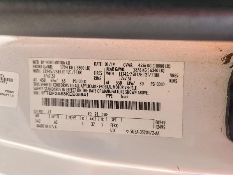 2019 FORD F250 SUPER DUTY 12