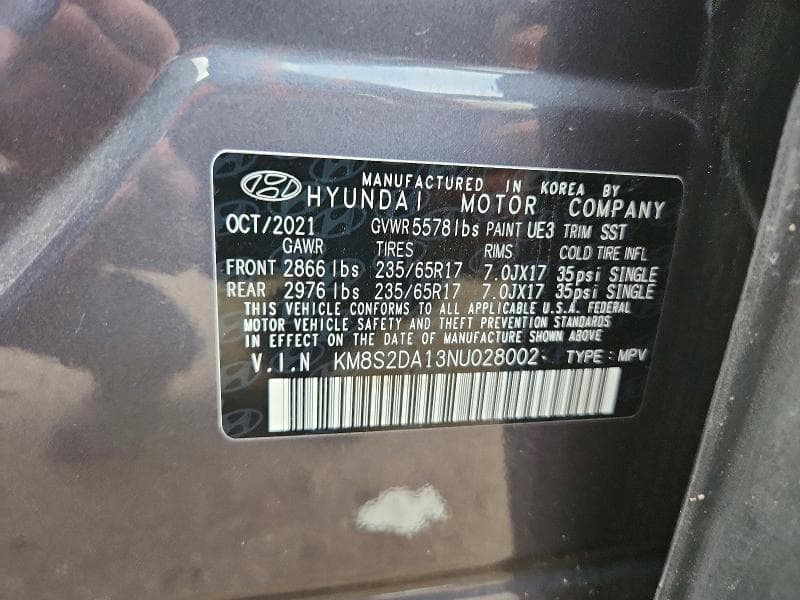 2022 HYUNDAI SANTA FE BLUE 12