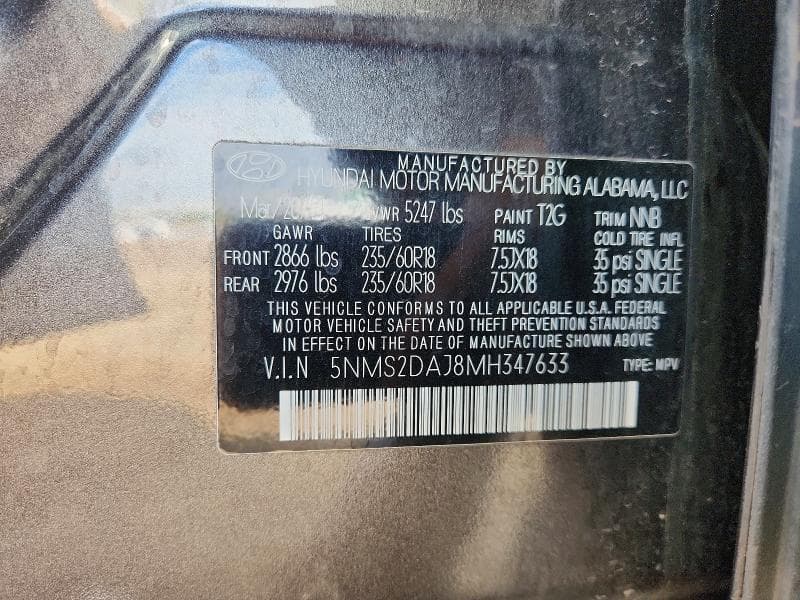 2021 HYUNDAI SANTA FE SEL 13