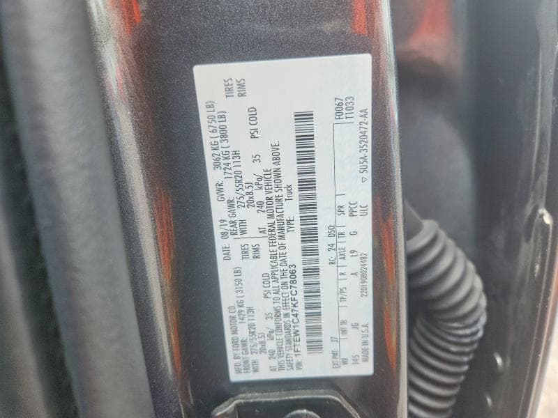 2019 FORD F150 SUPERCREW 12