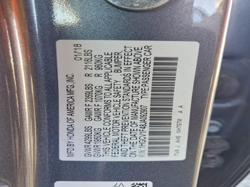 2018 HONDA ACCORD EX 12