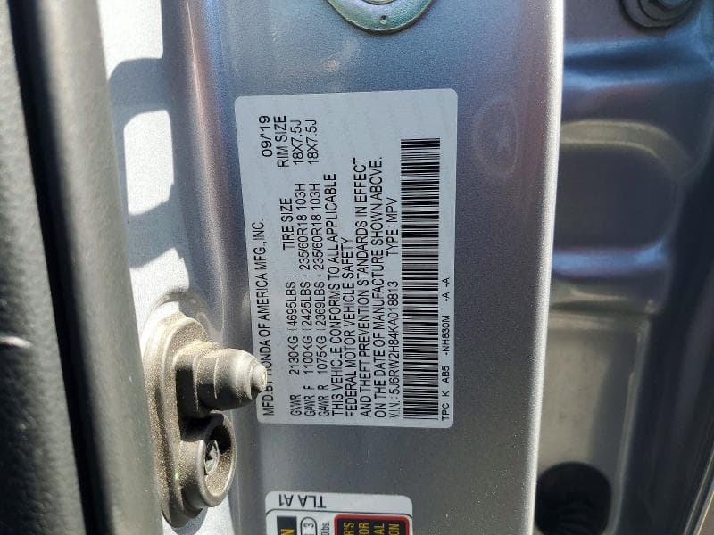 2019 HONDA CR-V EXL 14
