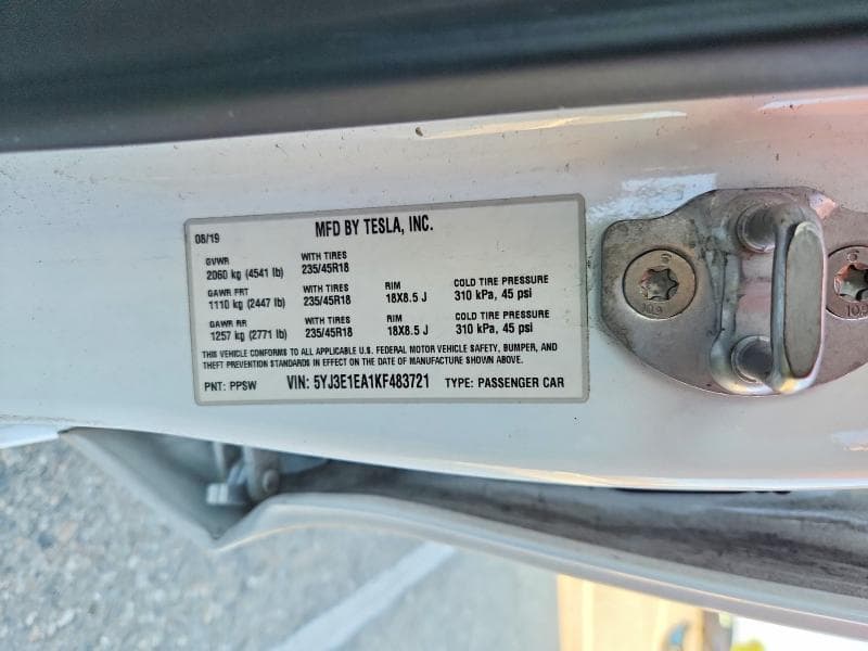 2019 TESLA MODEL 3 12