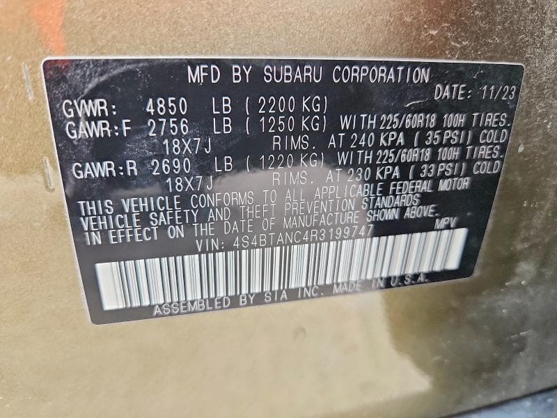 2024 SUBARU OUTBACK LIMITED 14