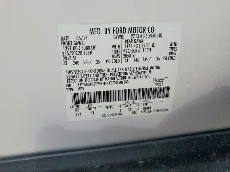 2017 FORD EXPLORER LIMITED 13