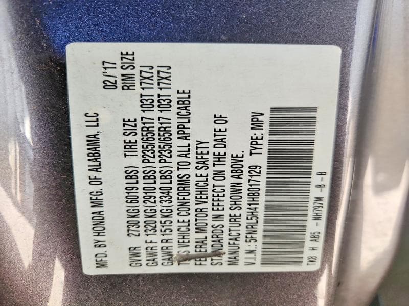 2017 HONDA ODYSSEY EX 14