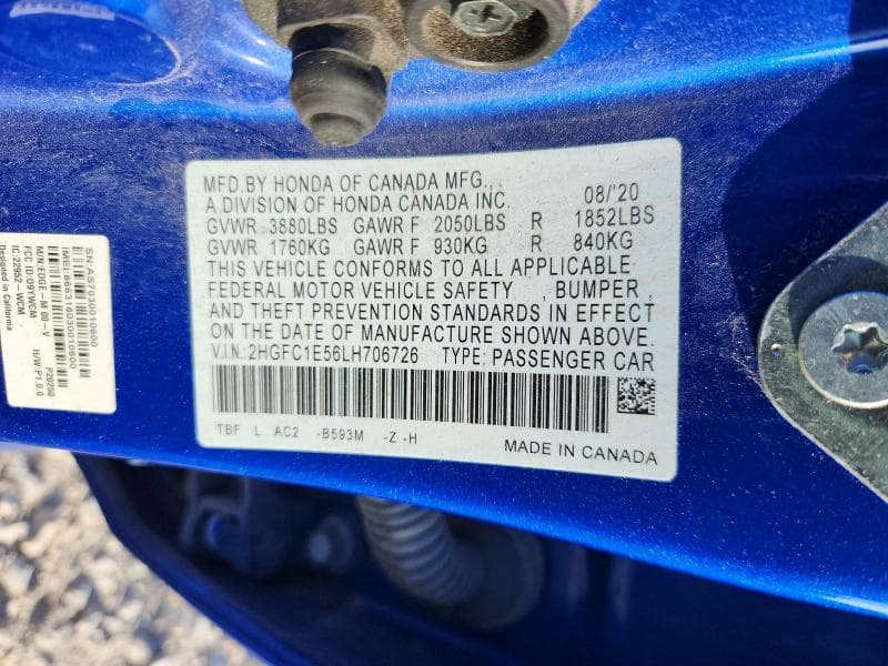 2020 HONDA CIVIC SI 13