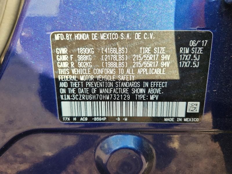 2017 HONDA HR-V EXL 13