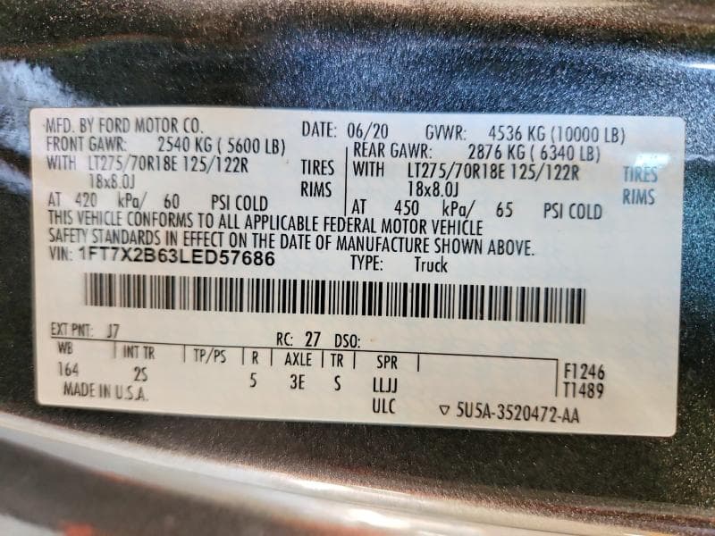 2020 FORD F250 SUPER DUTY 12