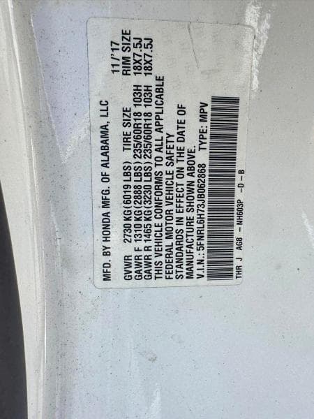 2018 HONDA ODYSSEY EXL 10