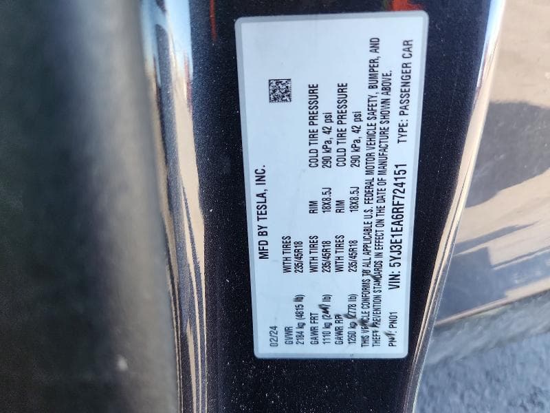2024 TESLA MODEL 3 12