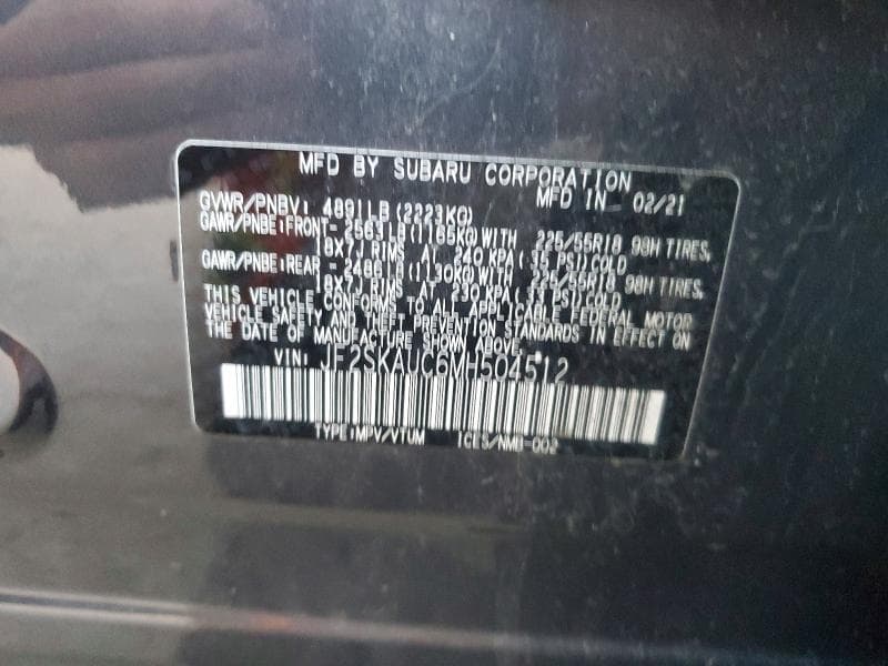 2021 SUBARU FORESTER LIMITED 12