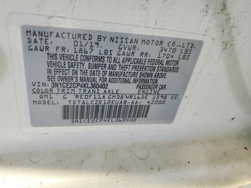 2019 NISSAN VERSA NOTE S 13