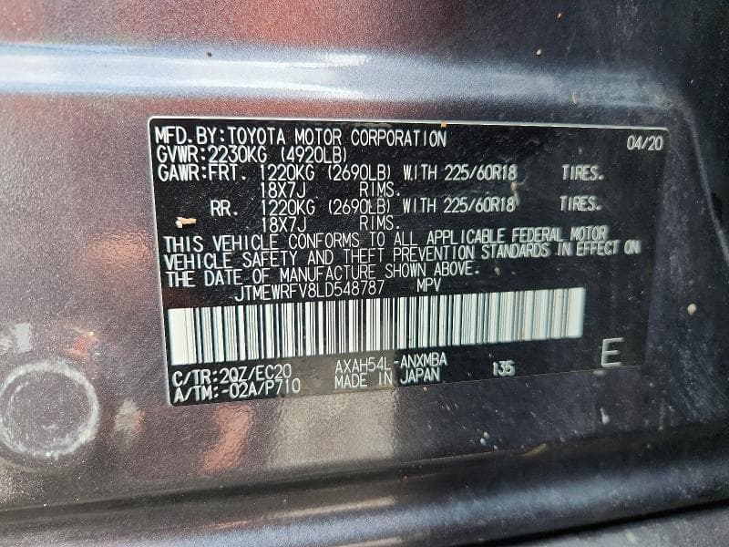 2020 TOYOTA RAV4 XSE 12