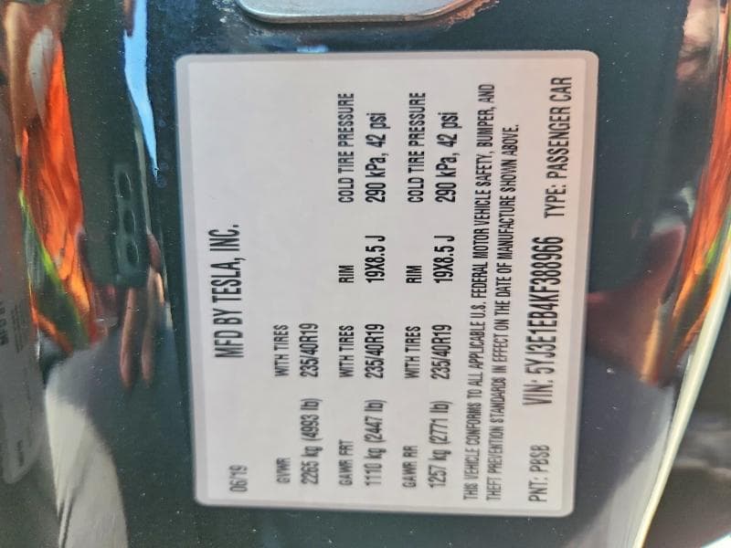 2019 TESLA MODEL 3 12