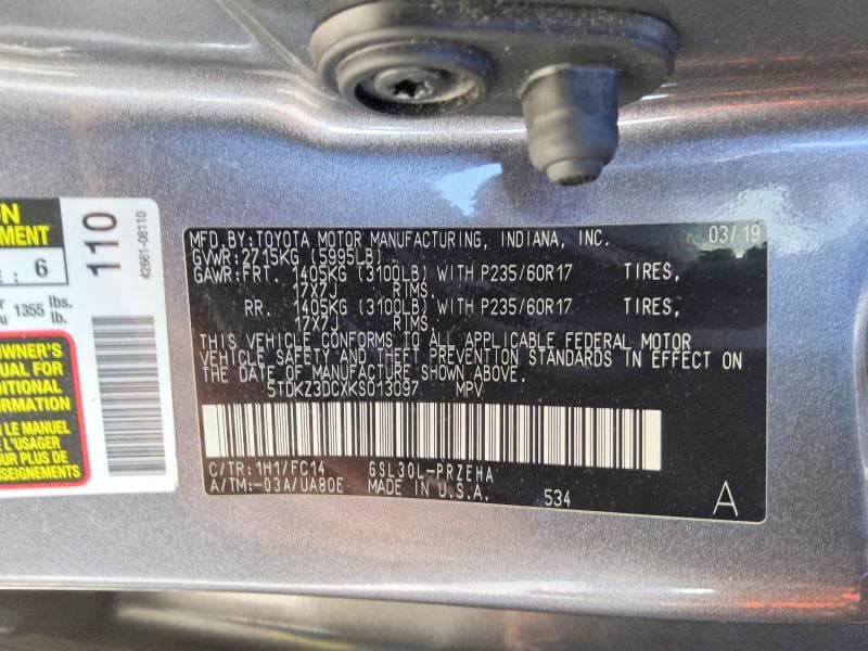 2019 TOYOTA SIENNA LE 13