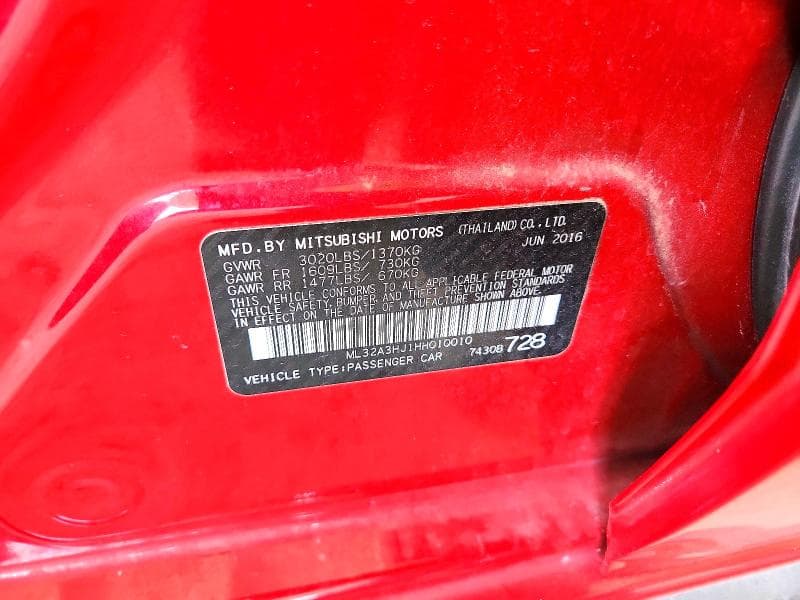 2017 MITSUBISHI MIRAGE ES 12